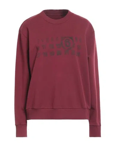 Mm6 Maison Margiela Woman Sweatshirt Burgundy Size S Cotton, Polyester, Elastane In Red