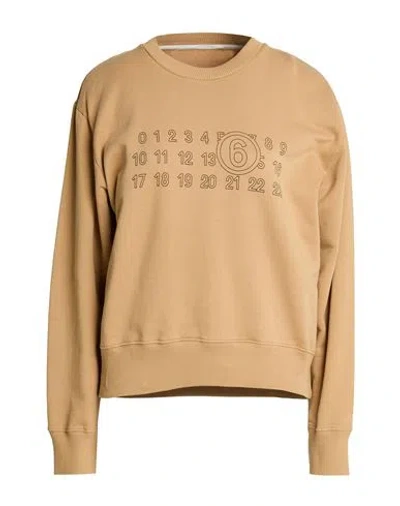 Mm6 Maison Margiela Woman Sweatshirt Camel Size M Cotton In Nude