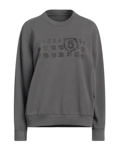 Mm6 Maison Margiela Woman Sweatshirt Lead Size S Cotton, Polyester, Elastane In Grey