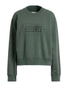 Mm6 Maison Margiela Woman Sweatshirt Military Green Size L Cotton