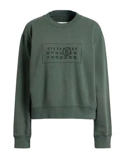 Mm6 Maison Margiela Woman Sweatshirt Military Green Size L Cotton