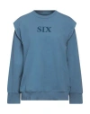 Mm6 Maison Margiela Woman Sweatshirt Pastel Blue Size L Cotton, Elastane
