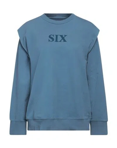 Mm6 Maison Margiela Woman Sweatshirt Pastel Blue Size L Cotton, Elastane