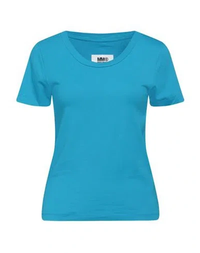 Mm6 Maison Margiela Woman T-shirt Azure Size S Cotton In Blue