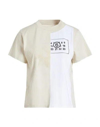 Mm6 Maison Margiela Woman T-shirt Beige Size Xxs Cotton In White