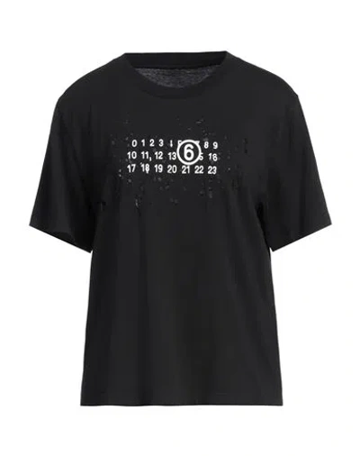 Mm6 Maison Margiela Numbers-motif T-shirt In 961 Black