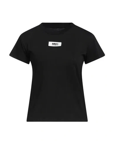 Mm6 Maison Margiela Patch Cotton T-shirt In Black