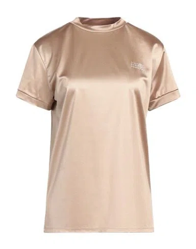 Mm6 Maison Margiela Woman T-shirt Bronze Size S Polyester, Elastane In Brown
