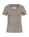 Mm6 Maison Margiela Woman T-shirt Khaki Size L Cotton In Beige