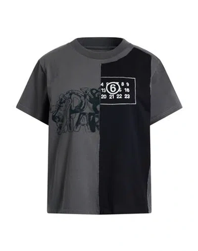 Mm6 Maison Margiela Woman T-shirt Lead Size M Cotton In Gray