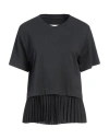 Mm6 Maison Margiela Woman T-shirt Charcoal Size L Cotton, Elastane, Polyester In Grey