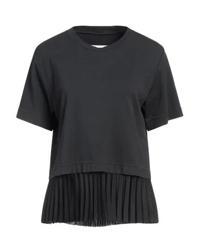 Mm6 Maison Margiela Woman T-shirt Steel Grey Size S Cotton, Elastane, Polyester