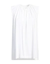 Mm6 Maison Margiela Gathered-detail Cotton Tank Top In White