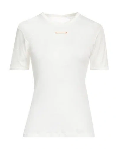 Mm6 Maison Margiela Woman T-shirt White Size L Cotton, Silk
