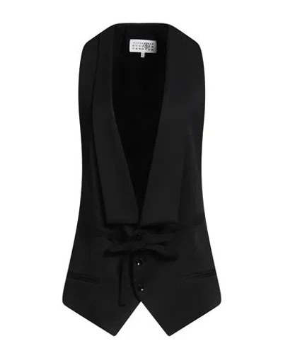Mm6 Maison Margiela Woman Tailored Vest Black Size 6 Polyester, Virgin Wool, Elastane