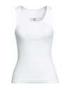 Mm6 Maison Margiela Woman Tank Top White Size M Cotton, Elastane In White