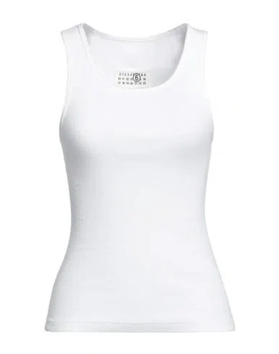 Mm6 Maison Margiela Woman Tank Top White Size M Cotton, Elastane