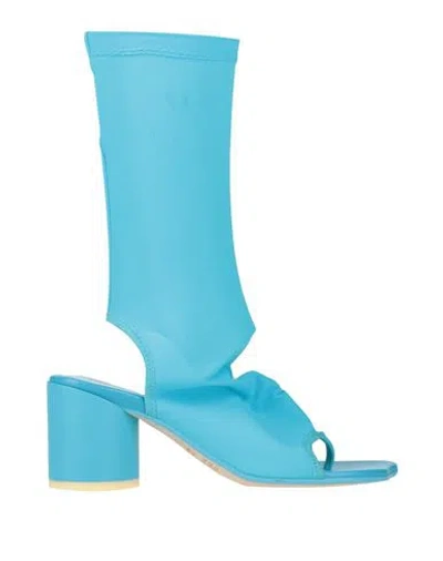 Mm6 Maison Margiela Woman Thong Sandal Azure Size 6 Textile Fibers In Blue