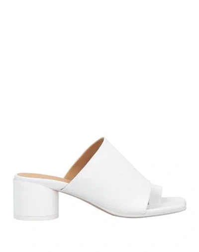 Mm6 Maison Margiela Woman Toe Strap Sandals White Size 5 Soft Leather