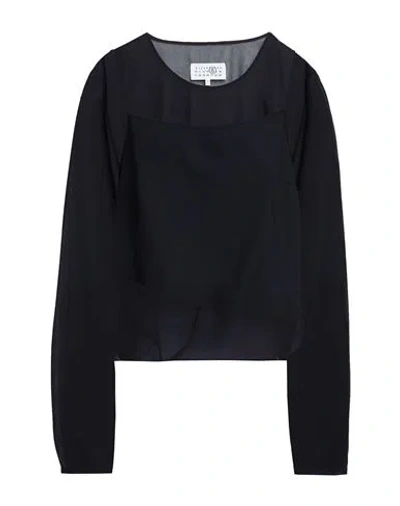 Mm6 Maison Margiela Woman Top Black Size 8 Polyester