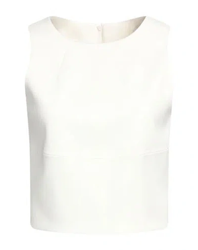 Mm6 Maison Margiela Woman Top Off White Size 8 Polyester, Virgin Wool, Elastane