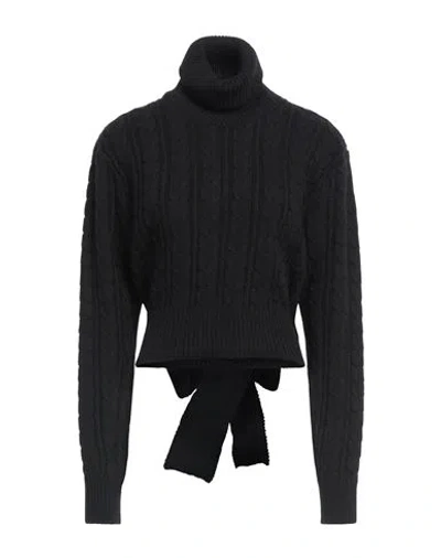 Mm6 Maison Margiela Woman Turtleneck Black Size M Acetate, Virgin Wool In Black