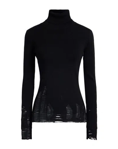 Mm6 Maison Margiela Woman Turtleneck Black Size M Acrylic, Virgin Wool