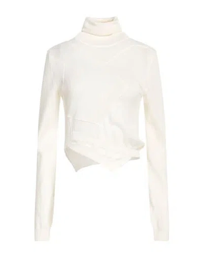Mm6 Maison Margiela Woman Turtleneck Ivory Size M Acrylic, Virgin Wool