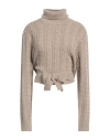 Mm6 Maison Margiela Woman Turtleneck Khaki Size M Acetate, Virgin Wool In Khaki