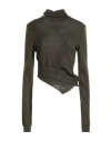 Mm6 Maison Margiela Woman Turtleneck Military Green Size L Acrylic, Virgin Wool In Black