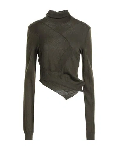 Mm6 Maison Margiela Woman Turtleneck Military Green Size L Acrylic, Virgin Wool In Black