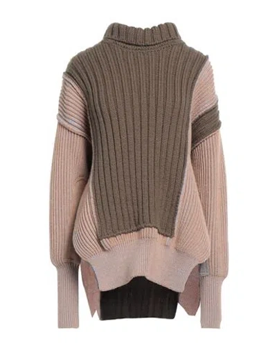 Mm6 Maison Margiela Woman Turtleneck Military Green Size L Virgin Wool, Polyester, Acrylic