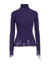 Mm6 Maison Margiela Woman Turtleneck Purple Size L Acrylic, Virgin Wool