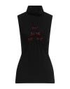 Mm6 Maison Margiela Black Turtleneck Tank Top In Red