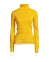 Mm6 Maison Margiela Woman Turtleneck Yellow Size L Acrylic, Virgin Wool