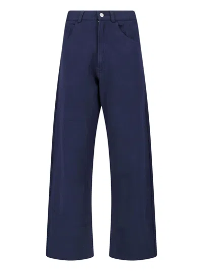 Mm6 Maison Margiela Blue Cotton Wide-leg Pants