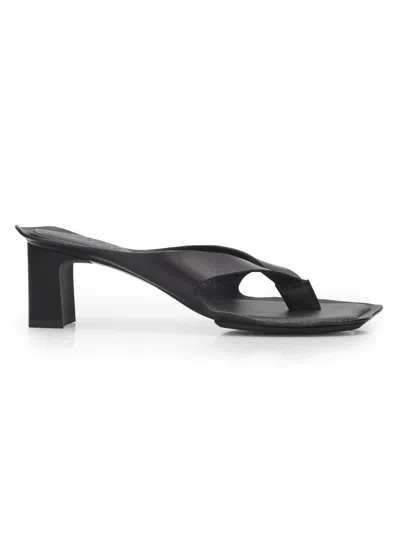 Mm6 Maison Margiela Heel Mules Strappy Square Open Toe In Black