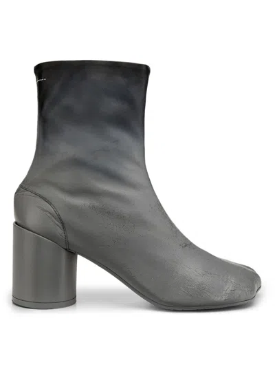 Mm6 Maison Margiela Women's 70mm Leather Ankle Boots In Gray