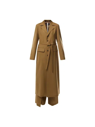 Mm6 Maison Margiela Women's Belted Long Coat Beige In Brown