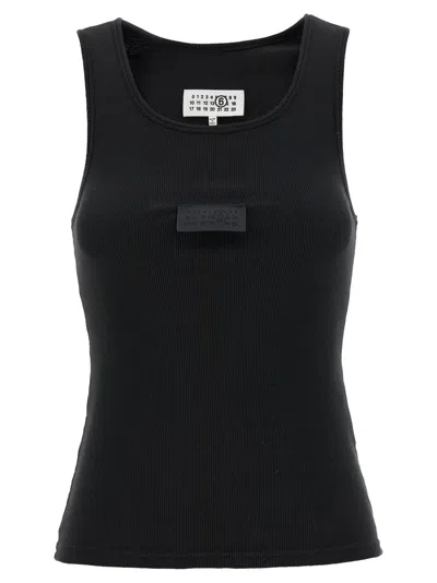 Mm6 Maison Margiela Numeric Logo Patch Stretch Cotton Tank In Blue