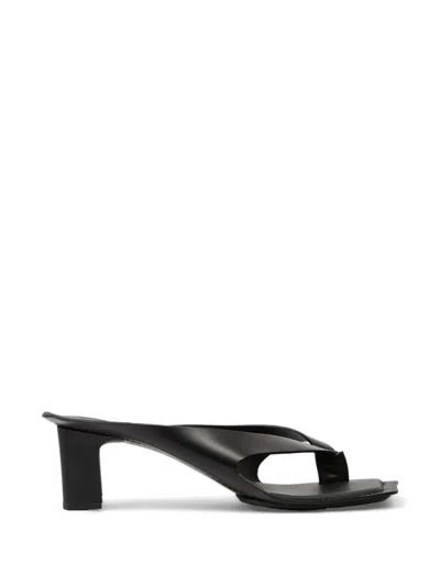 Mm6 Maison Margiela Heel Mules Strappy Square Open Toe In Black