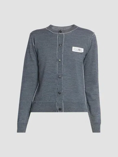 Mm6 Maison Margiela Women's Contrast-seam Virgin Wool-blend Cardigan In Gray
