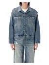 Mm6 Maison Margiela Mm6 By Maison Margiela Cut-out Denim Jacket With Unique Sleeve Details In Medium Blue