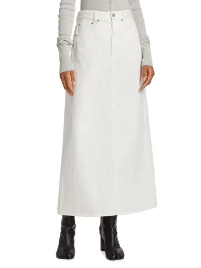Mm6 Maison Margiela Women's Denim Maxi Skirt In Off White