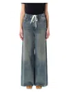 Mm6 Maison Margiela Blue Drawstring Waist Jeans In Grey Blue