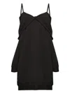 Mm6 Maison Margiela Mm6 By Maison Margiela Off-shoulder Black Sweatshirt Dress With Cozy Hood In Black