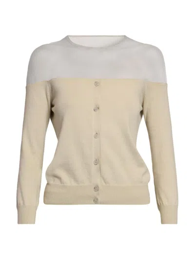 Mm6 Maison Margiela Women's Illusion Cotton-blend Cardigan In Neutral