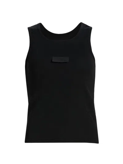 Mm6 Maison Margiela Women's Logo Rib-knit Stretch Cotton Tank In Black