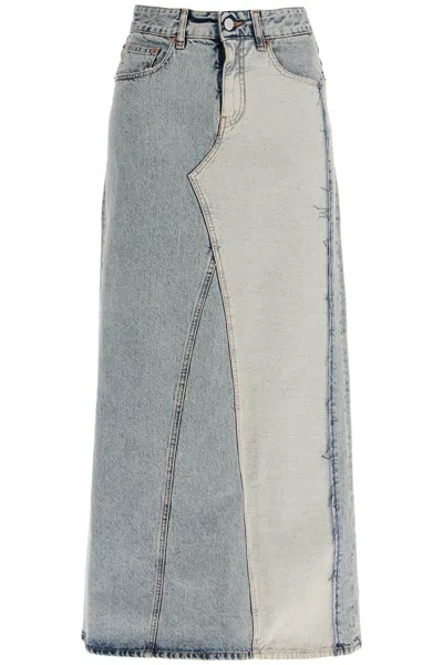 Mm6 Maison Margiela Maxi Denim Skirt In Seven In Blue