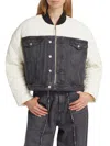 Mm6 Maison Margiela Panelled Bomber Jacket In Off White Grey
